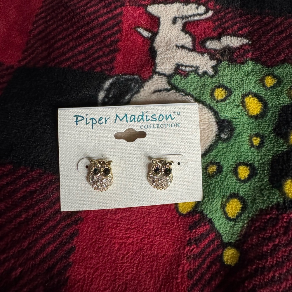 Madison Gold and Black Owl Earrings